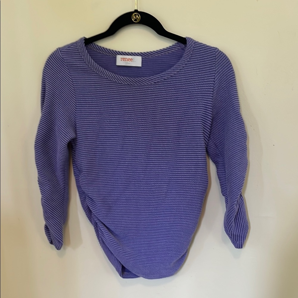 Renee C. Lavender Ribbed Ruched Top